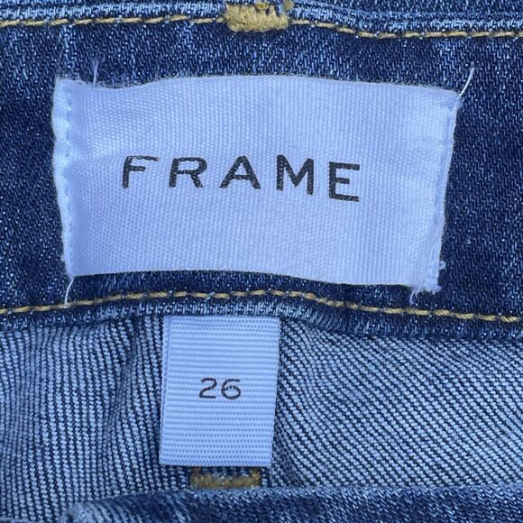 Frame Denim Le Crop Mini Boot Jeans Sz 26 Womens Dark Wash Raw Hem Ankle Length - Picture 4 of 7